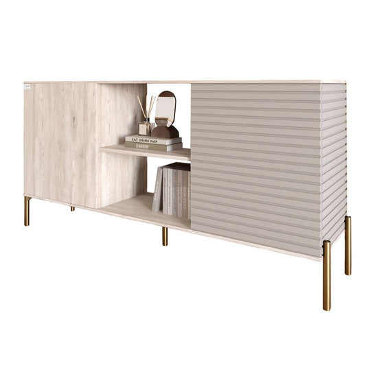 Комод открытый на золотых металлических ножках LION Грей Самоа дымчатый/Кашемир (LION-042905)