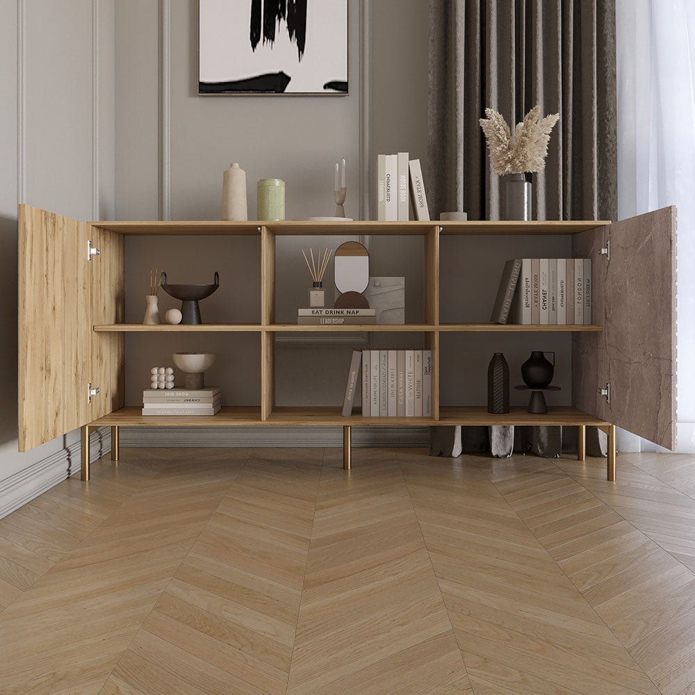 Комод открытый на золотых металлических ножках LION Грей Бетон Style/Камень (LION-042803)