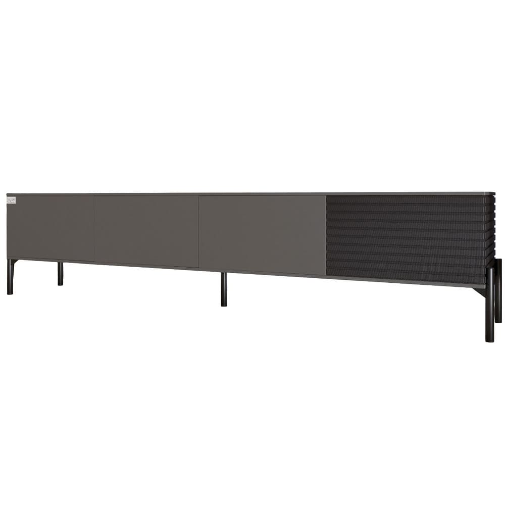 Тумба под телевизор на черных металлических ножках LION Грей Антрацит/Асфальт (LION-042472)