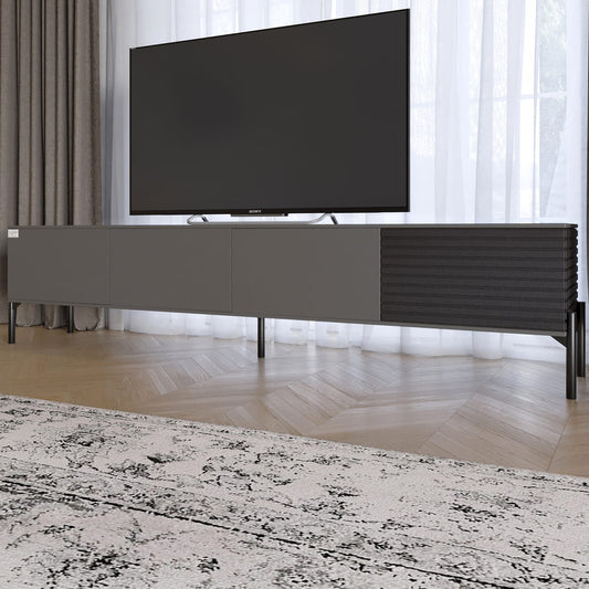 Тумба под телевизор на черных металлических ножках LION Грей Антрацит/Асфальт (LION-042472)