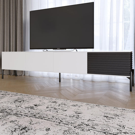 Тумба под телевизор на черных металлических ножках LION Грей Нимфея Альба/Асфальт (LION-042482)