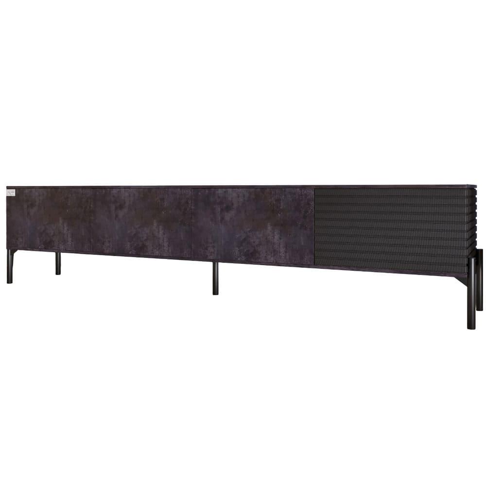 Тумба под телевизор на черных металлических ножках LION Грей Бетон темный/Асфальт (LION-042474)