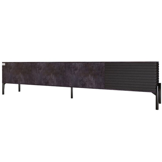 Тумба под телевизор на черных металлических ножках LION Грей Бетон темный/Асфальт (LION-042474)