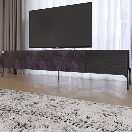 Тумба под телевизор на черных металлических ножках LION Грей Бетон темный/Асфальт (LION-042474)