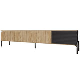 Тумба под телевизор на черных металлических ножках LION Грей Дуб Аппалачи/Асфальт (LION-042475)