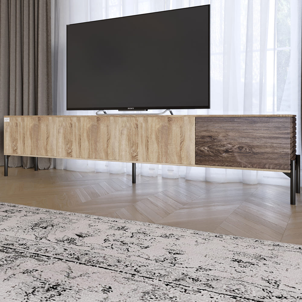 Тумба под телевизор на черных металлических ножках LION Грей Дуб Сонома/Дерево (LION-042523)