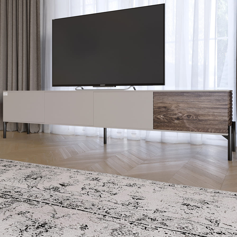 Тумба под телевизор на черных металлических ножках LION Грей Кашемир/Дерево (LION-042526)