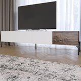 Тумба под телевизор на черных металлических ножках LION Грей Нимфея Альба/Дерево (LION-042527)