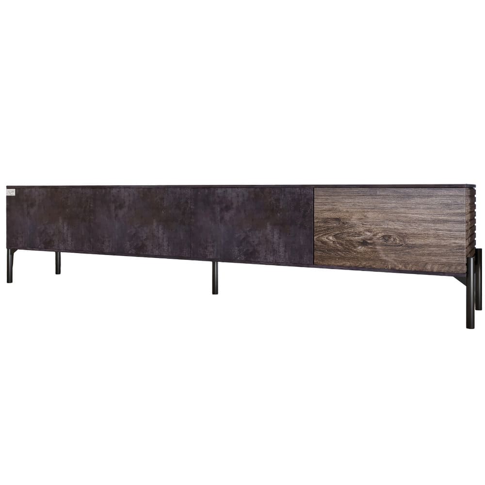 Тумба под телевизор на черных металлических ножках LION Грей Бетон темный/Дерево (LION-042519)