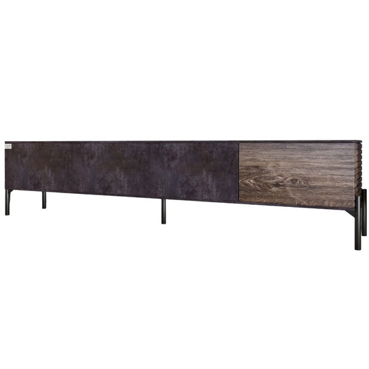 Тумба под телевизор на черных металлических ножках LION Грей Бетон темный/Дерево (LION-042519)