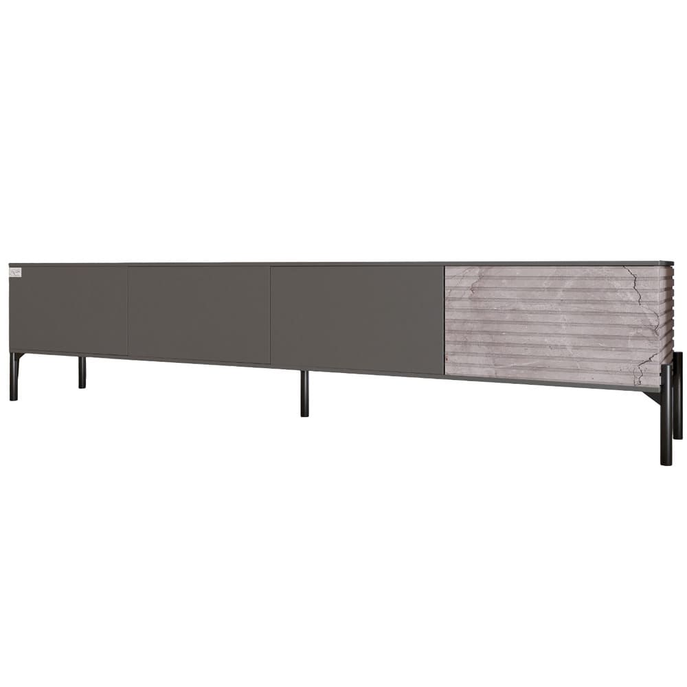 Тумба под телевизор на черных металлических ножках LION Грей Антрацит/Камень (LION-042547)