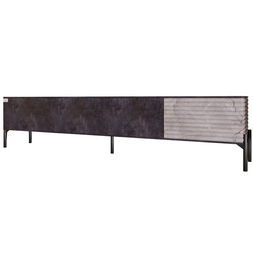 Тумба под телевизор на черных металлических ножках LION Грей Бетон темный/Камень (LION-042549)