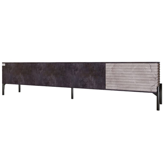 Тумба под телевизор на черных металлических ножках LION Грей Бетон темный/Камень (LION-042549)