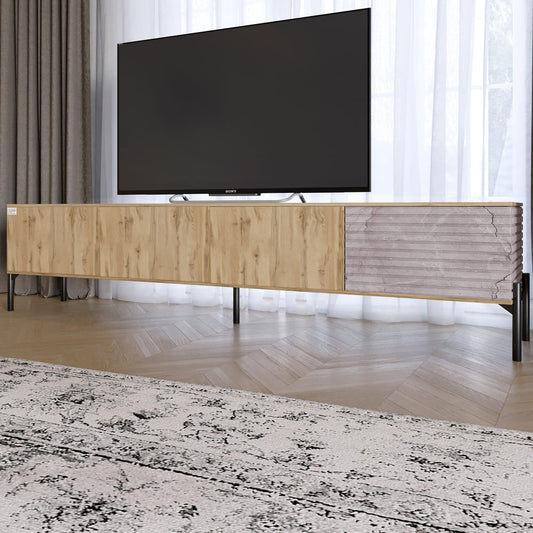 Тумба под телевизор на черных металлических ножках LION Грей Дуб Аппалачи/Камень (LION-042550)