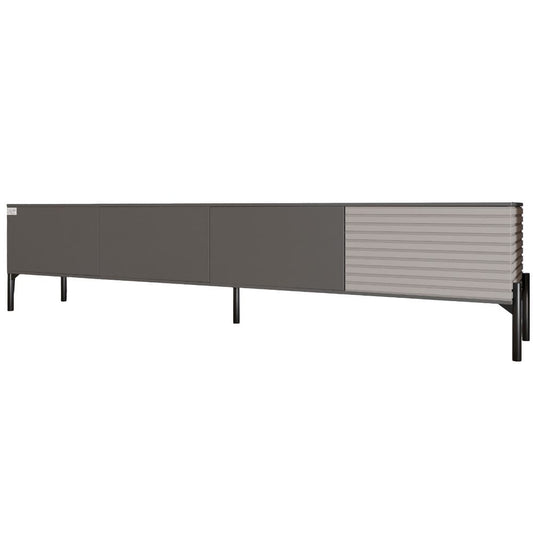 Тумба под телевизор на черных металлических ножках LION Грей Антрацит/Кашемир (LION-042576)