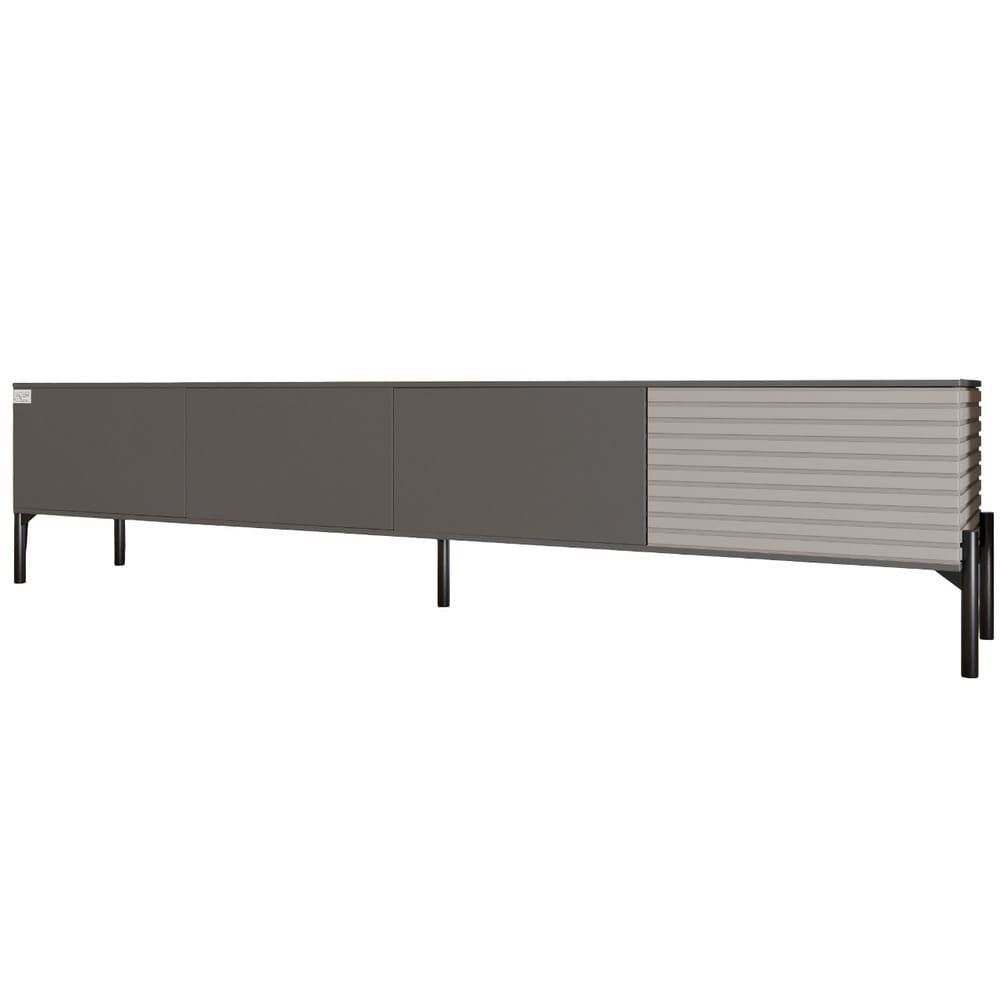 Тумба под телевизор на черных металлических ножках LION Грей Дуб Артизан/Кашемир (LION-042581)