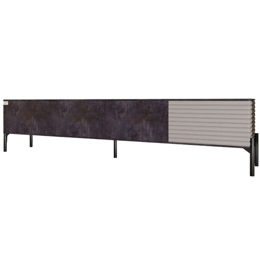 Тумба под телевизор на черных металлических ножках LION Грей Бетон темный/Кашемир (LION-042579)