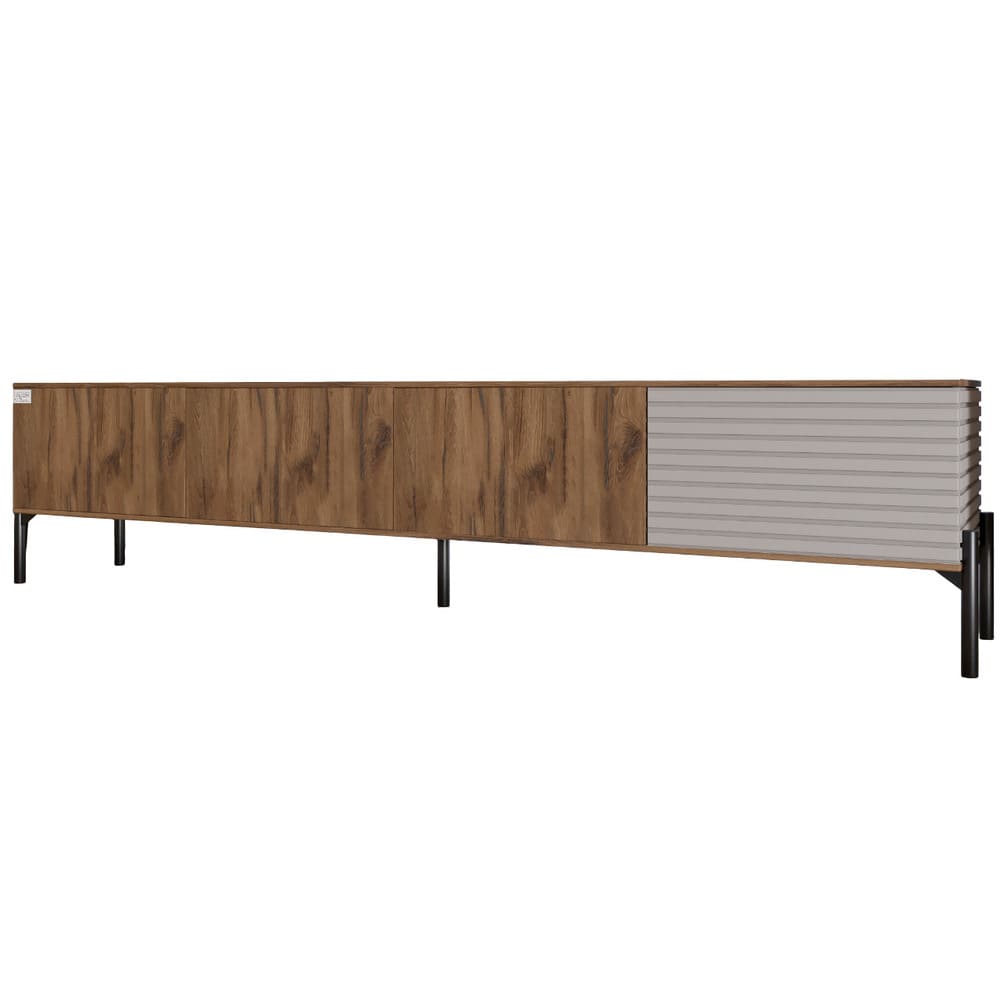 Тумба под телевизор на черных металлических ножках LION Грей Дуб Ливорно/Кашемир (LION-042582)