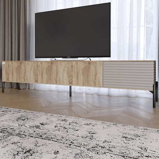 Тумба под телевизор на черных металлических ножках LION Грей Дуб Сонома трюфель/Кашемир (LION-042584)