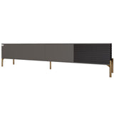 Тумба под телевизор на золотых металлических ножках LION Грей Антрацит/Асфальт (LION-042471)