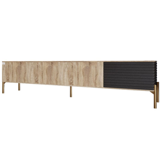 Тумба под телевизор на золотых металлических ножках LION Грей Дуб Сонома/Асфальт (LION-042478)