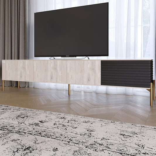 Тумба под телевизор на золотых металлических ножках LION Грей Самоа дымчатый/Асфальт (LION-042499)