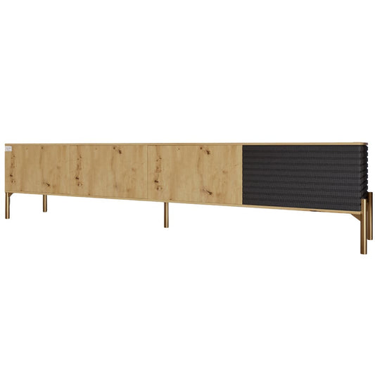 Тумба под телевизор на золотых металлических ножках LION Грей Дуб Артизан/Асфальт (LION-042492)