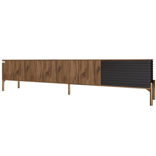 Тумба под телевизор на золотых металлических ножках LION Грей Дуб Ливорно/Асфальт (LION-042493)