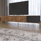 Тумба под телевизор на золотых металлических ножках LION Грей Дуб Ливорно/Асфальт (LION-042493)