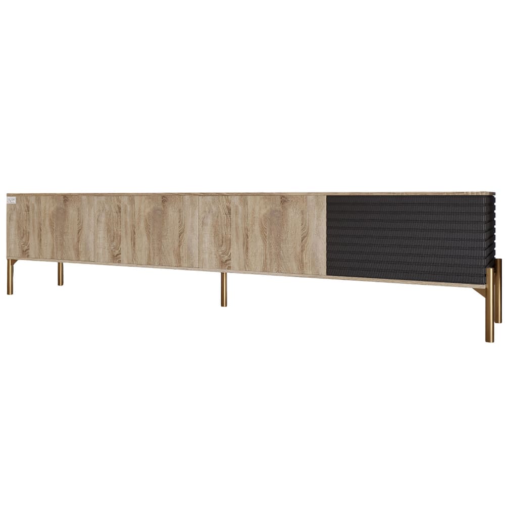 Тумба под телевизор на золотых металлических ножках LION Грей Дуб Сонома трюфель/Асфальт (LION-042494)