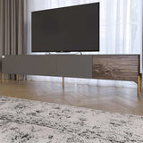 Тумба под телевизор на золотых металлических ножках LION Грей Антрацит/Дерево (LION-042517)