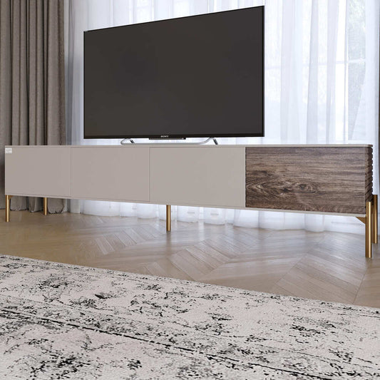 Тумба под телевизор на золотых металлических ножках LION Грей Кашемир/Дерево (LION-042541)