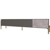 Тумба под телевизор на золотых металлических ножках LION Грей Антрацит/Камень (LION-042546)