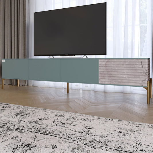 Тумба под телевизор на золотых металлических ножках LION Грей Гранит серый/Камень (LION-042565)