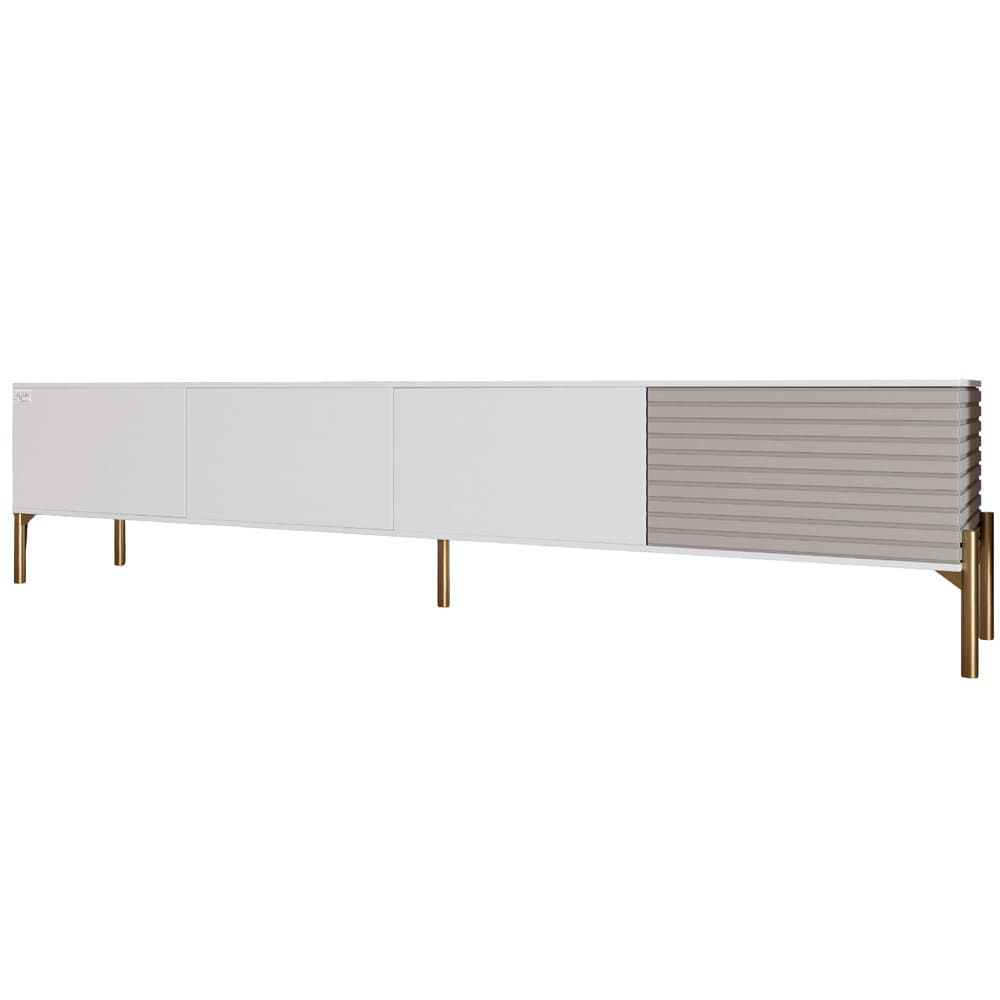 Тумба под телевизор на золотых металлических ножках LION Грей Нимфея Альба/Кашемир (LION-042602)