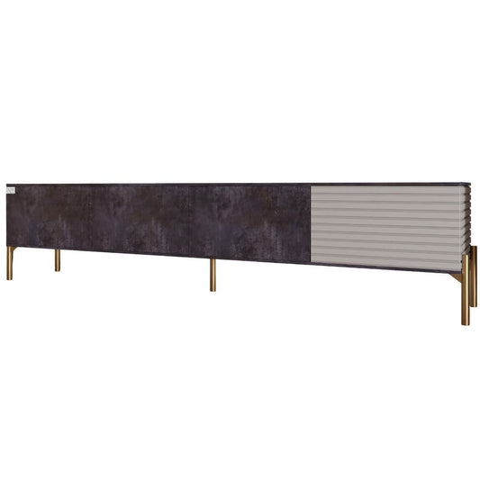 Тумба под телевизор на золотых металлических ножках LION Грей Бетон темный/Кашемир (LION-042593)