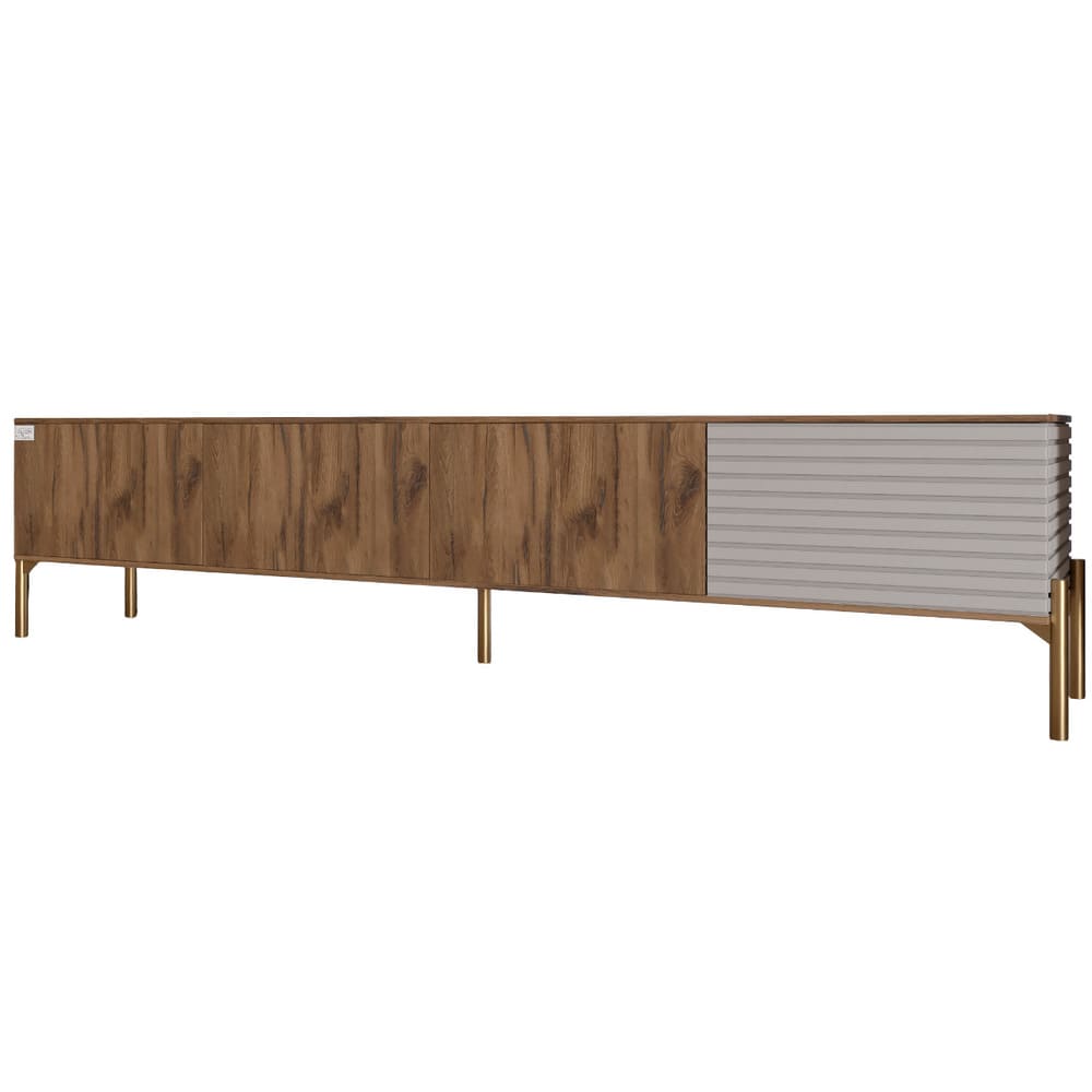 Тумба под телевизор на золотых металлических ножках LION Грей Дуб Ливорно/Кашемир (LION-042598)