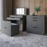 Комод-трюмо с зеркалом, нишей под сиденьем и ящиком LION Азия Антрацит (LION-041662) ТОП