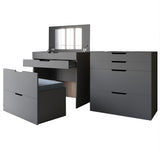 Комод-трюмо с зеркалом, нишей под сиденьем и ящиком LION Азия Антрацит (LION-041662) ТОП