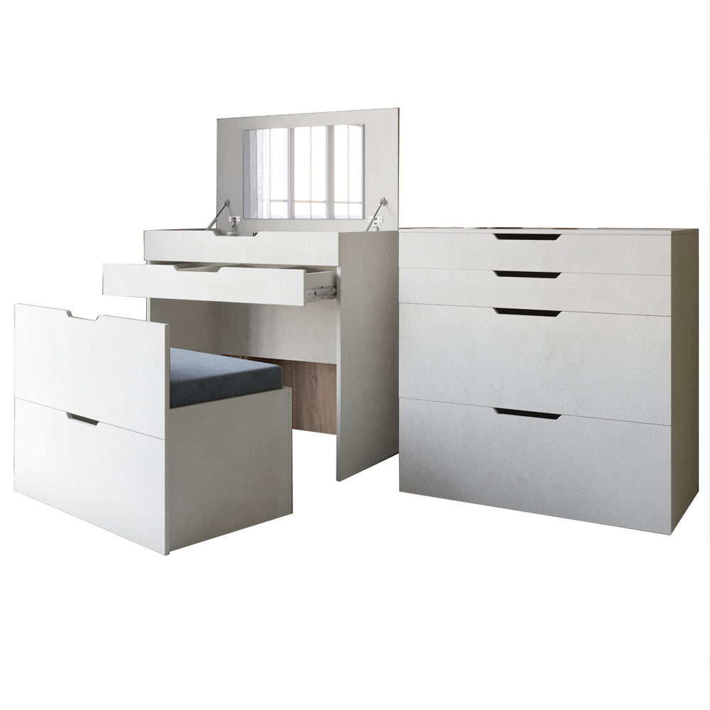 Комод-трюмо с зеркалом, нишей под сиденьем и ящиком LION Азия Бетон style (LION-041664)