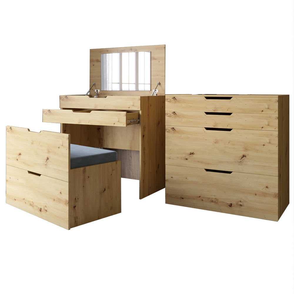 Комод-трюмо с зеркалом, нишей под сиденьем и ящиком LION Азия Дуб Артизан (LION-041668)