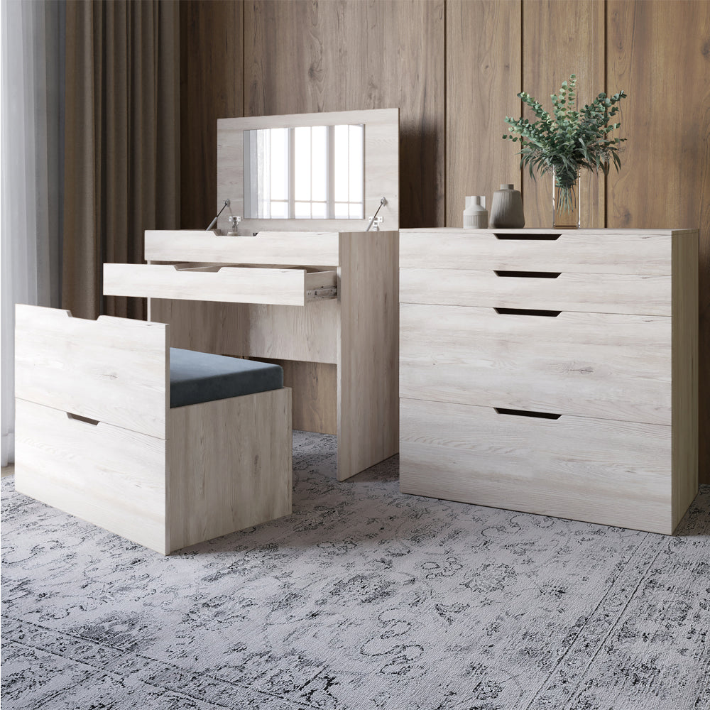 Комод-трюмо с зеркалом, нишей под сиденьем и ящиком LION Азия Самоа Дымчатый (LION-041675)