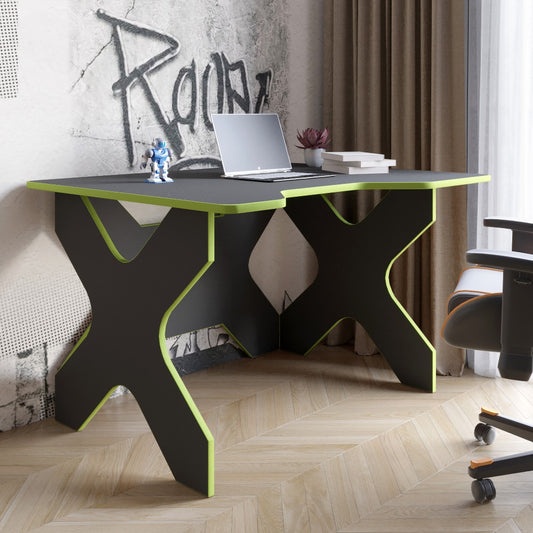 Компьютерный стол LION Донат 120х90х74,5 см Антрацит с зеленой кромкой (LION-041697)