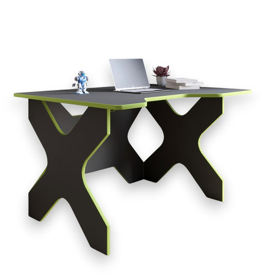 Компьютерный стол LION Донат 120х90х74,5 см Антрацит с зеленой кромкой (LION-041697)