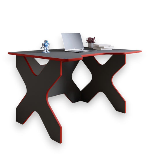 Компьютерный стол LION Донат 120х90х74,5 см Антрацит с красной кромкой (LION-041698)