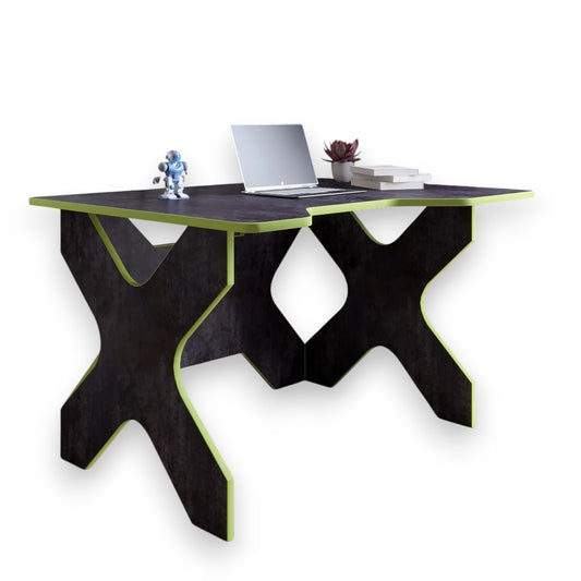 Компьютерный стол LION Донат 120х90х74,5 см Бетон темный с зеленой кромкой (LION-041699)