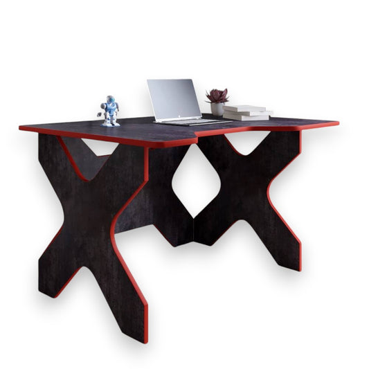 Компьютерный стол LION Донат 120х90х74,5 см Бетон темный с красной кромкой (LION-041700)