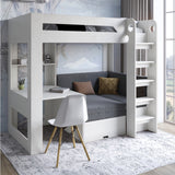 Детская двухъярусная кровать LION Флай 90х190 см со встроенным столом Бетон Style/Лили-95 (LION-041633)