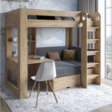 Детская двухъярусная кровать LION Флай 90х190 см со встроенным столом Дуб Аппалачи/Лили-95 (LION-041637) ТОП