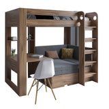 Детская двухъярусная кровать LION Флай 90х190 см со встроенным столом Дуб Ливорно/Лили-95 (LION-041639)